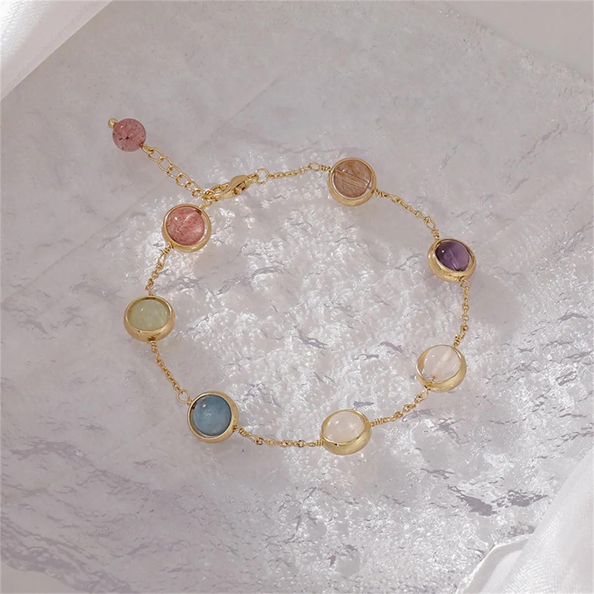 Multicolor Crystal & 18K Gold-Plated Station Bracelet