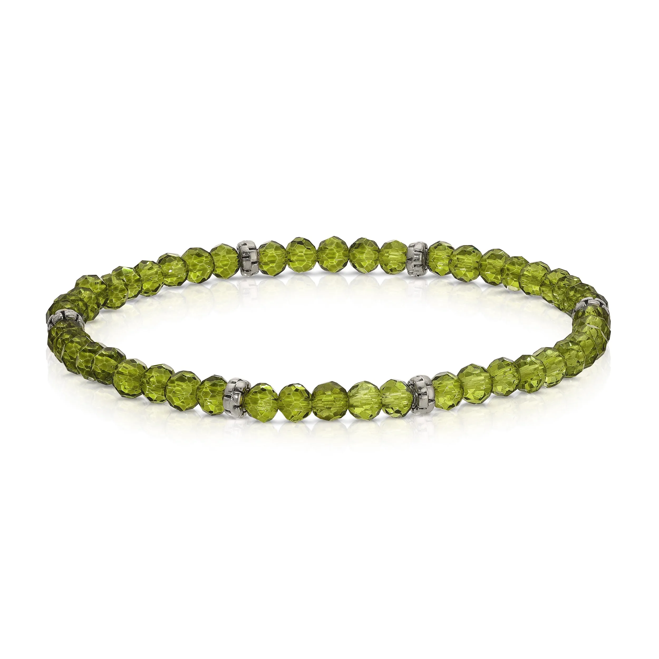 My FUN Colors Mini Crystal Bracelet Peridot / Silver Accent
