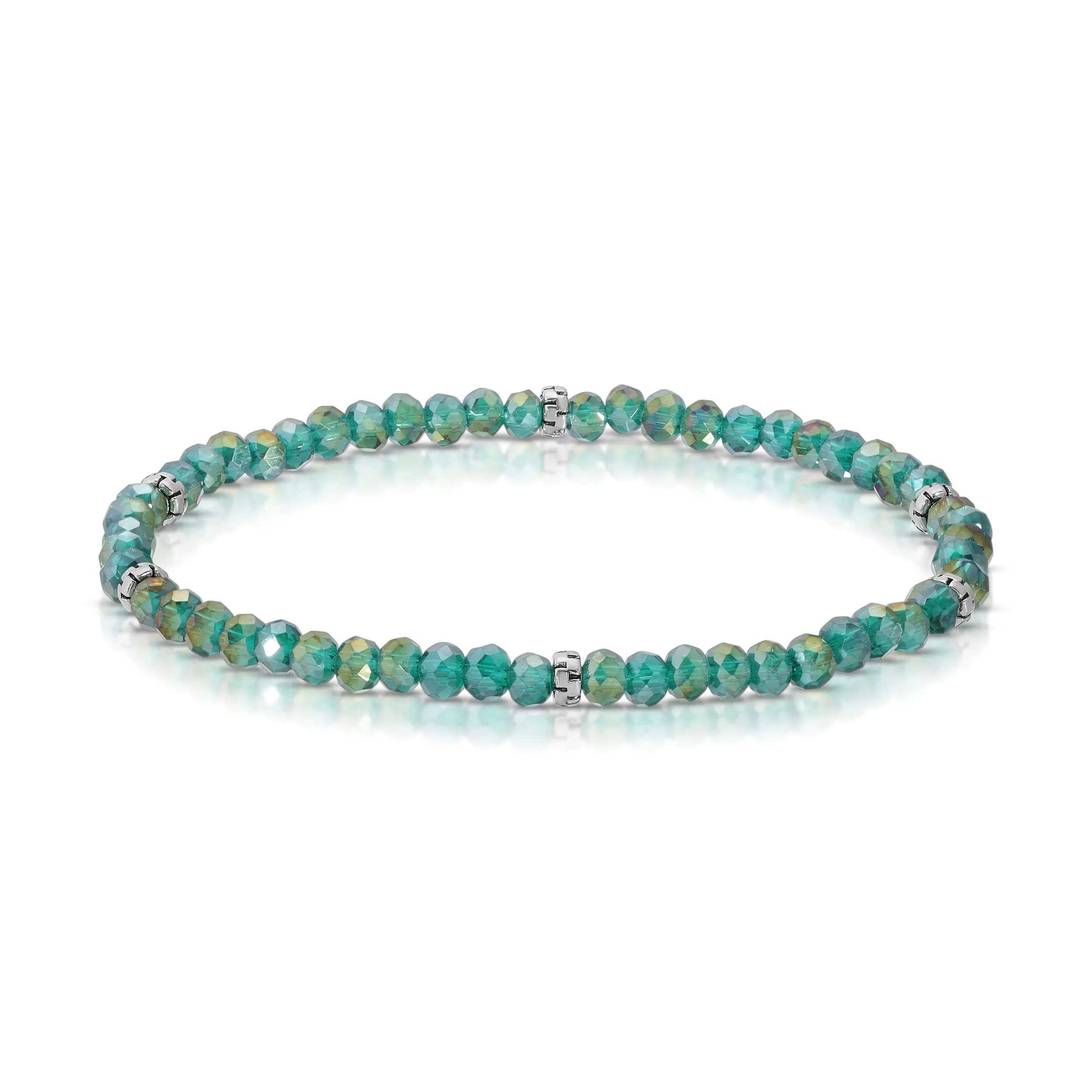 My FUN Colors Mini Crystal Bracelet Teal Gold AB / Silver Accent