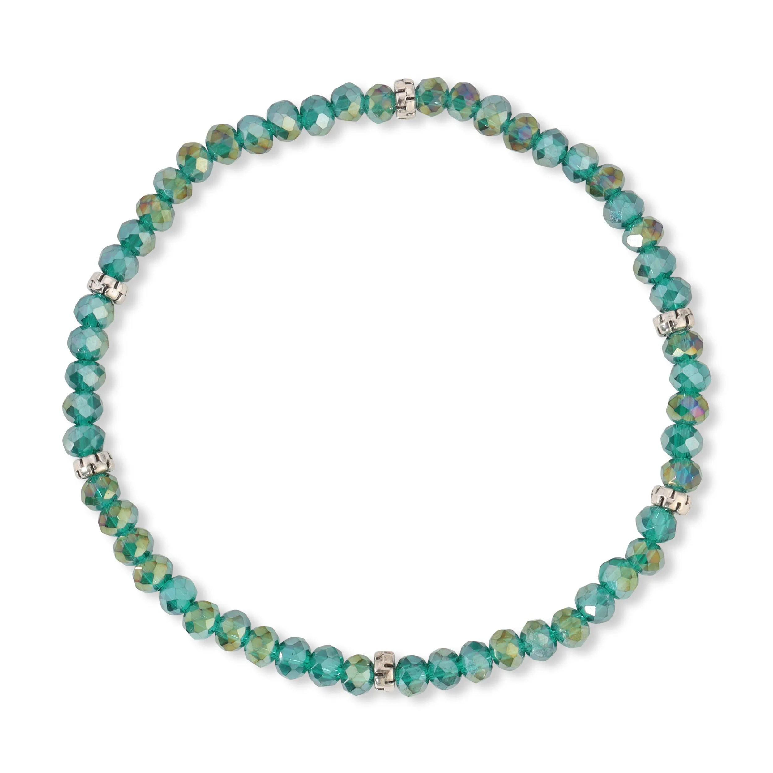 My FUN Colors Mini Crystal Bracelet Teal Gold AB / Silver Accent