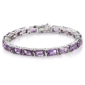 Natural Amethyst 925 Sterling Silver Tennis Bracelet Jewelry