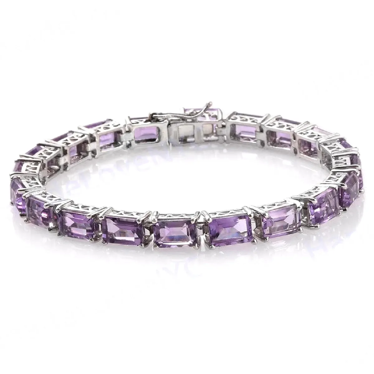 Natural Amethyst 925 Sterling Silver Tennis Bracelet Jewelry