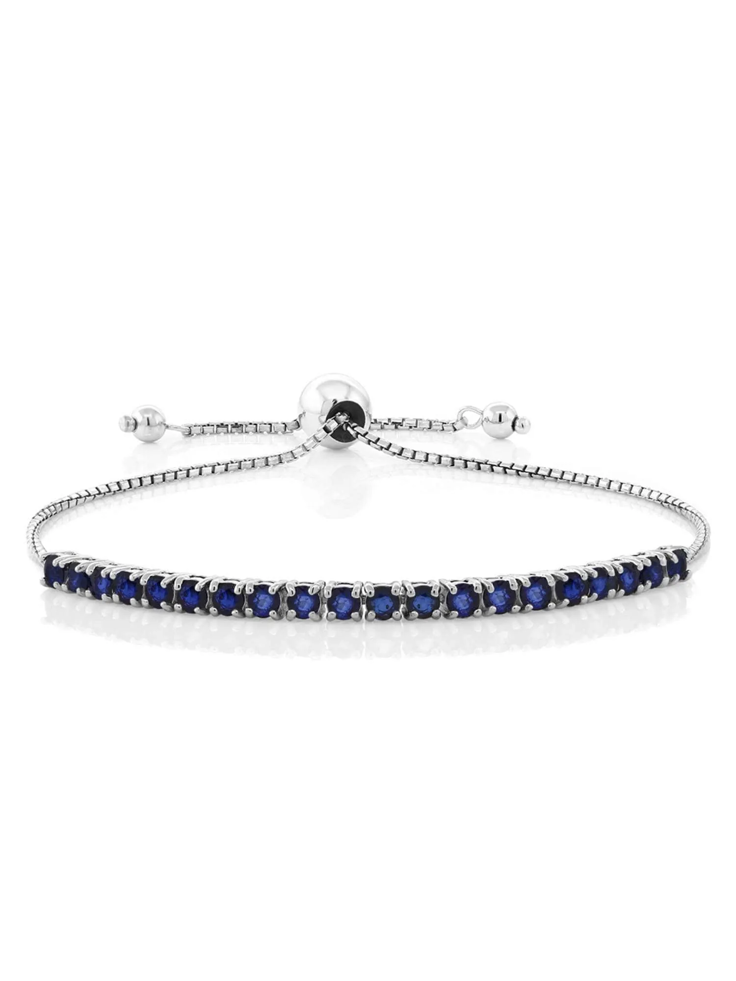 Natural Blue Sapphire 925 Sterling Silver Tennis Bracelet Jewelry