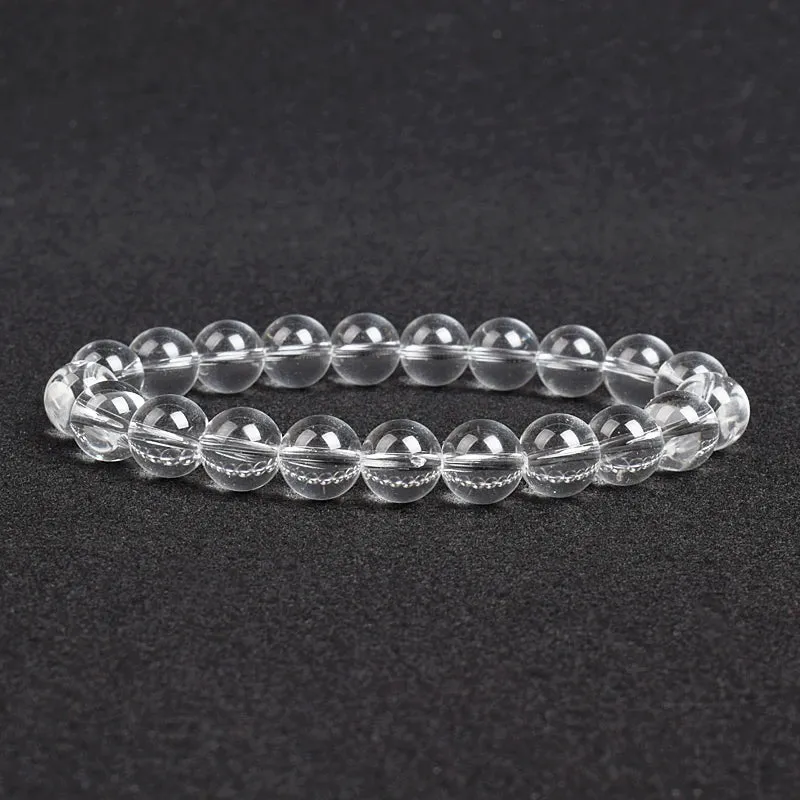 Natural Clear Quartzs Bracelet White Transparency Healing Crystal Energy Stone Boho Reiki Gem Stone Beads Simple Yoga Jewelry