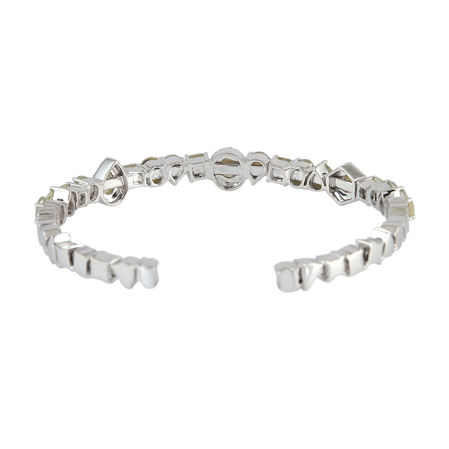 Natural Ice Diamond In 18k White Gold Open Cuff Bracelet For Her