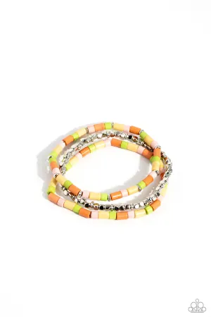 Natural Notion - Multi - Pink, Orange, Green, Yellow Bead Paparazzi Stretchy Bracelet