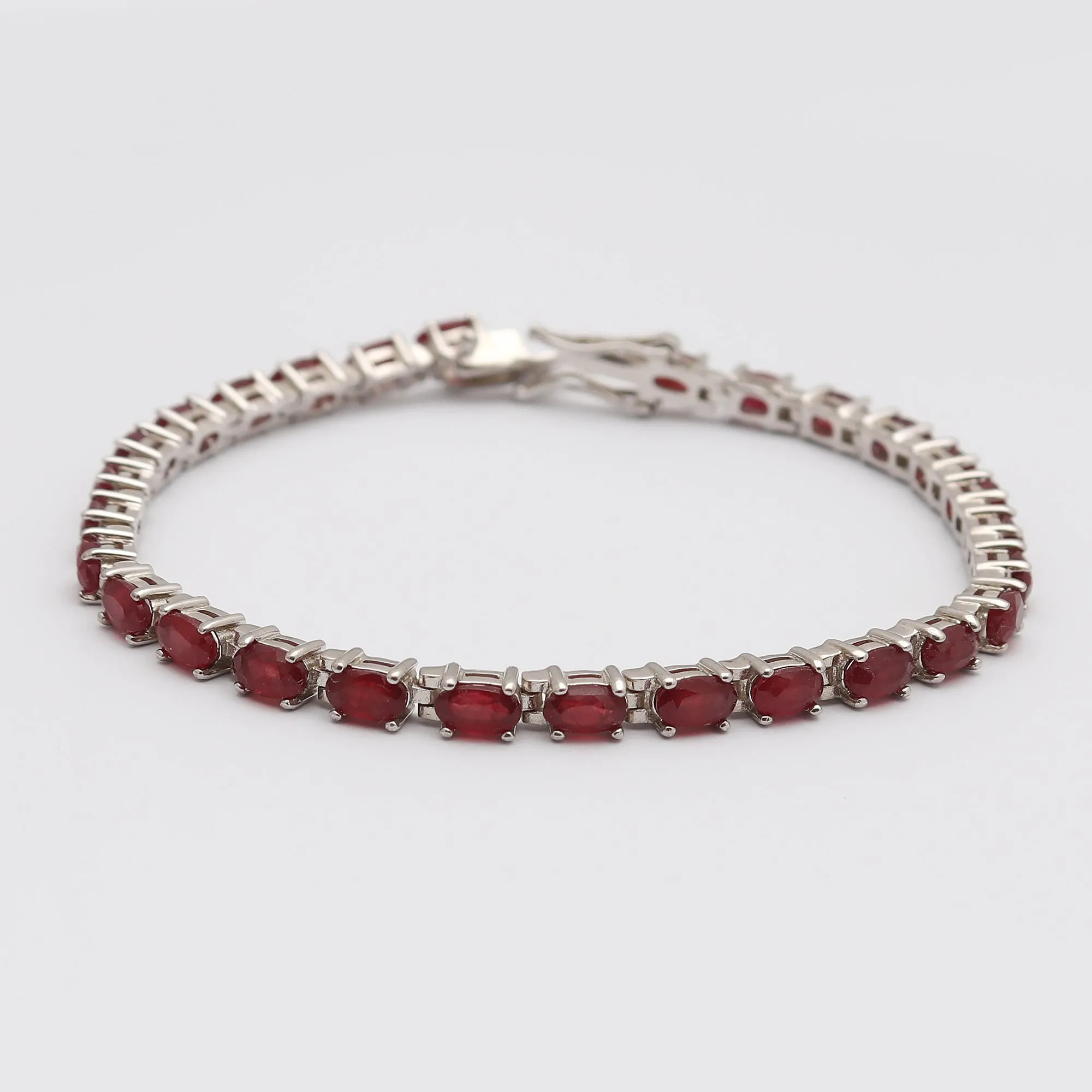 Natural Ruby Silver Bracelet