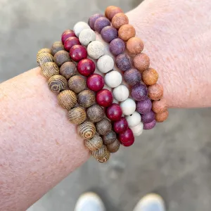 Natural Wood Bead Bracelets | 8mm Beads | 6 Colors | Womens