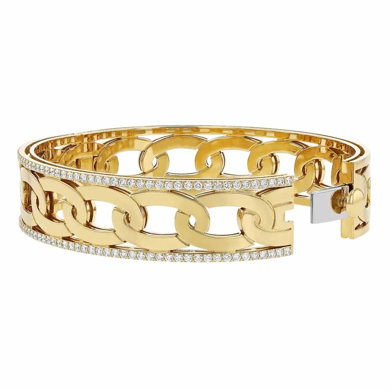 Navarra 18K Yellow Gold Wide Diamond Bangle Bracelet