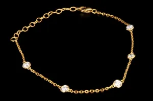 New 14K Yellow Gold .50 Carat Diamond By The Yard Bracelet