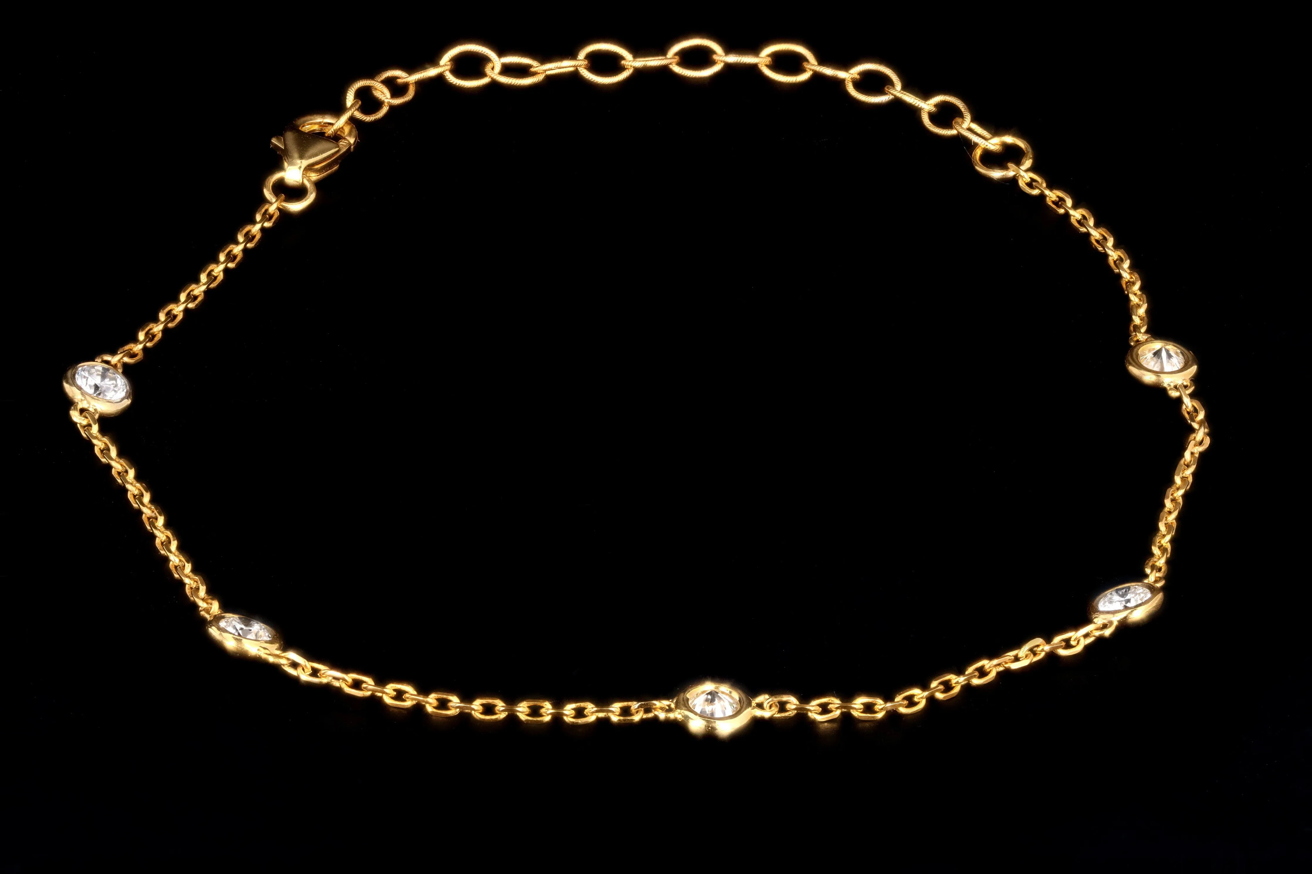 New 14K Yellow Gold .50 Carat Diamond By The Yard Bracelet