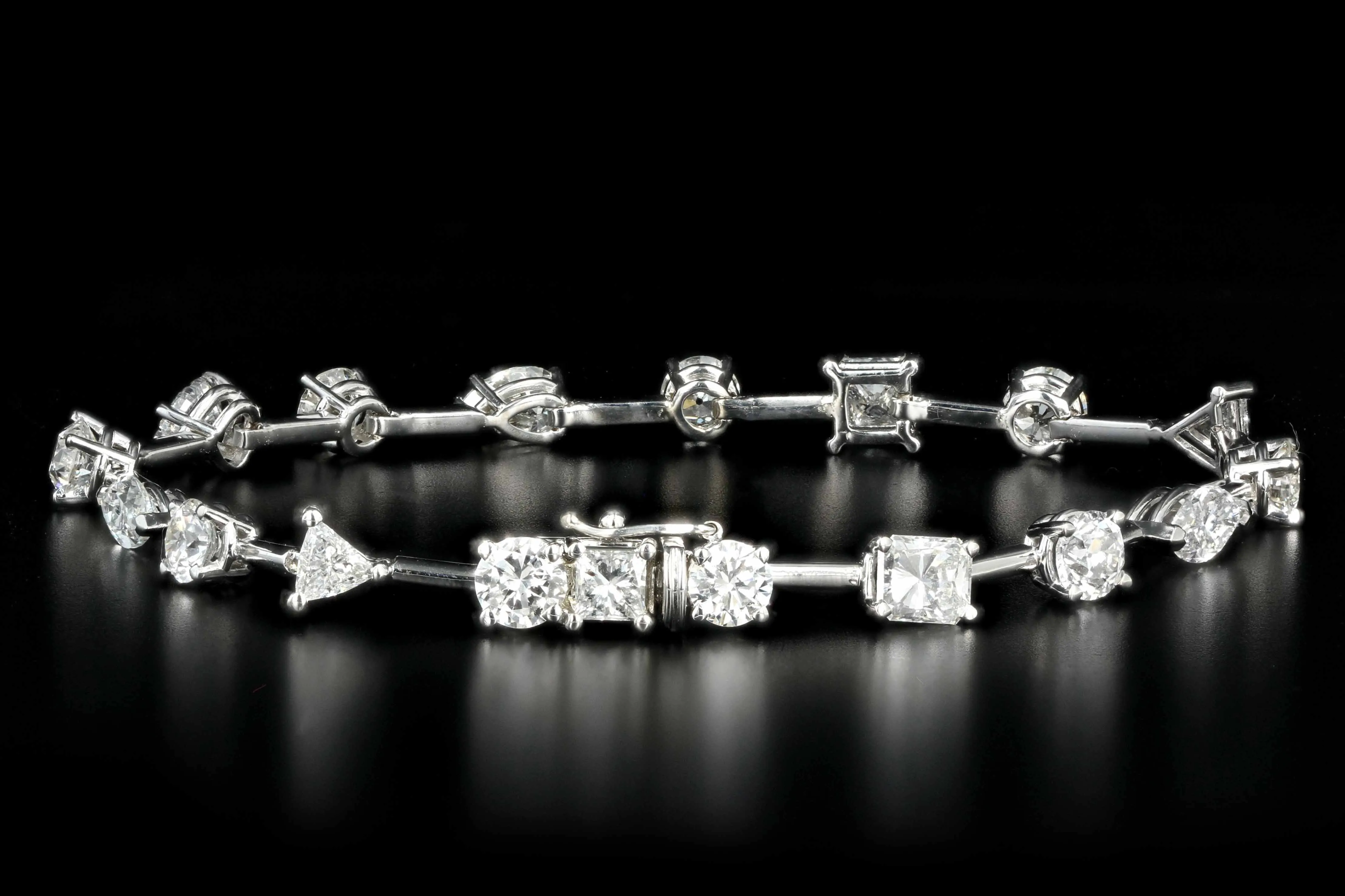 New 18K White Gold 7.51 Carat Mix Diamond Bracelet