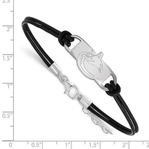 NHL Licensed Sterling Silver and Leather Ladies Vancouver Canucks Bracelet