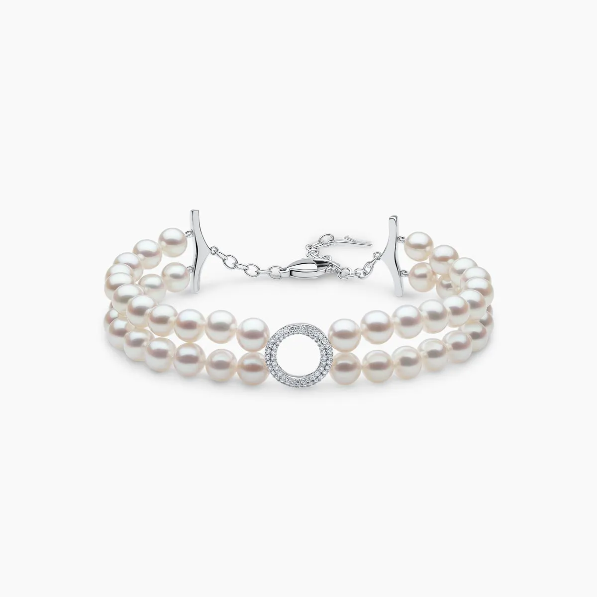 O by Yoko 18K White Gold Freshwater Pearl and Diamond Clasp Bracelet