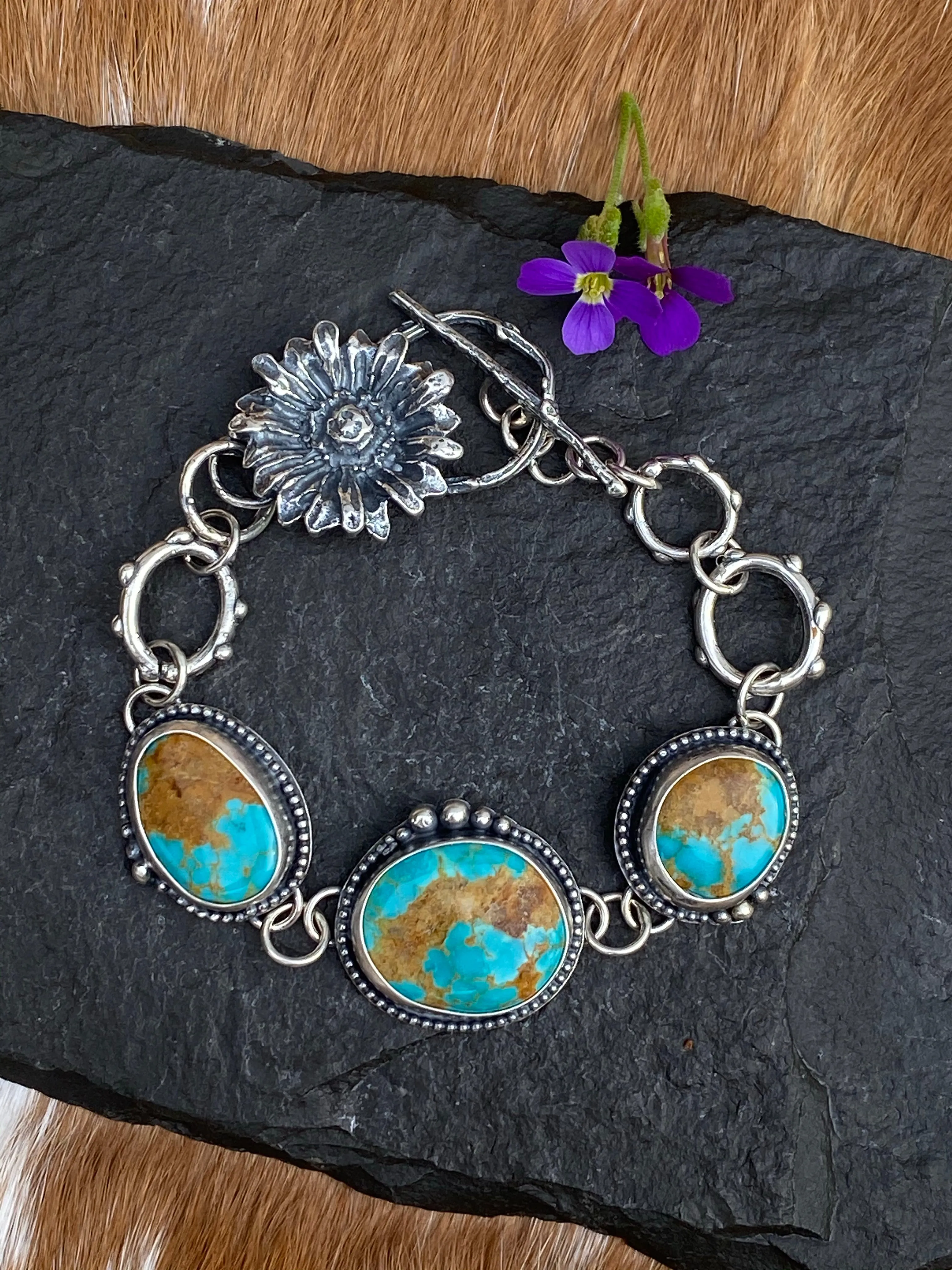 Old stock Royston Turquoise Wildflower bracelet