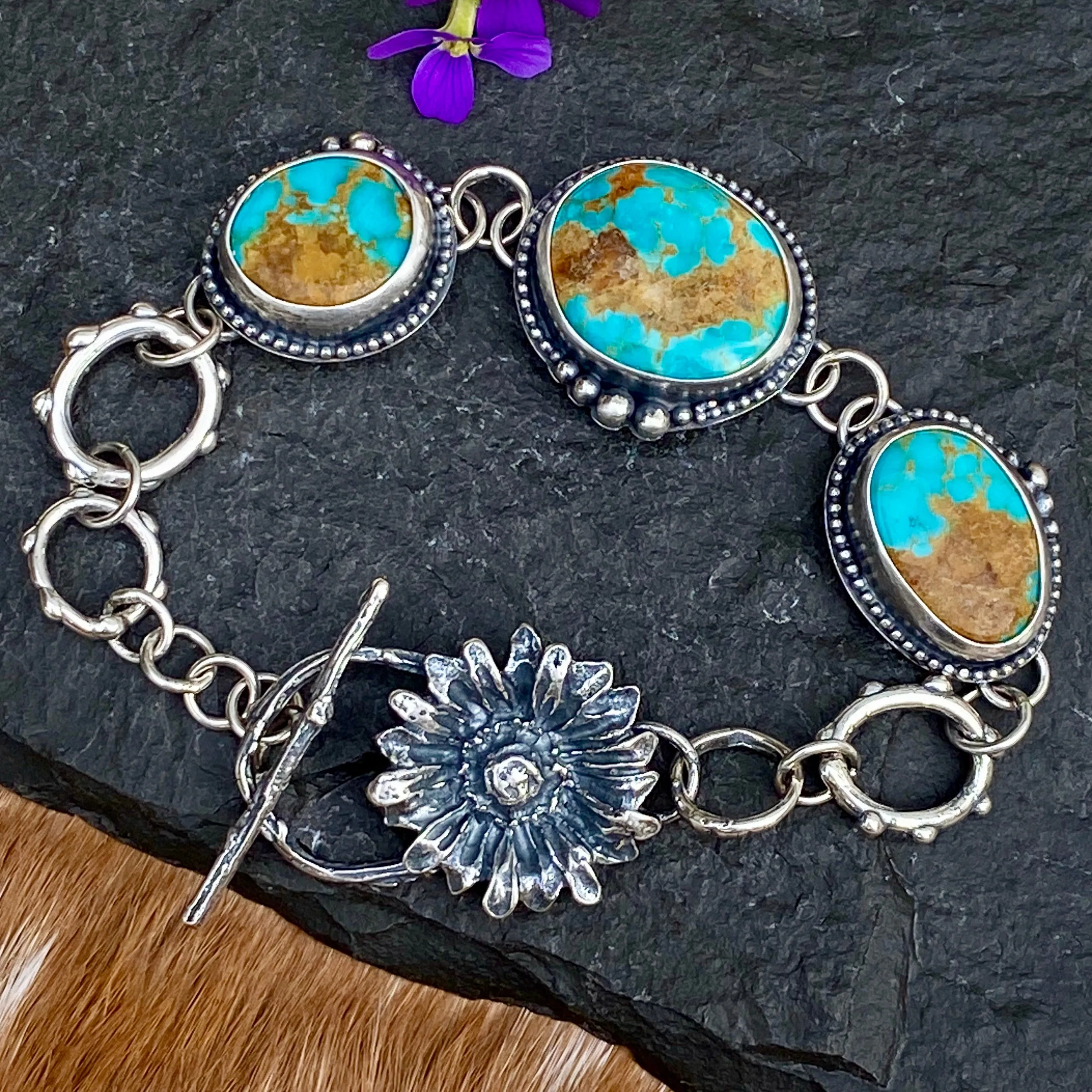 Old stock Royston Turquoise Wildflower bracelet