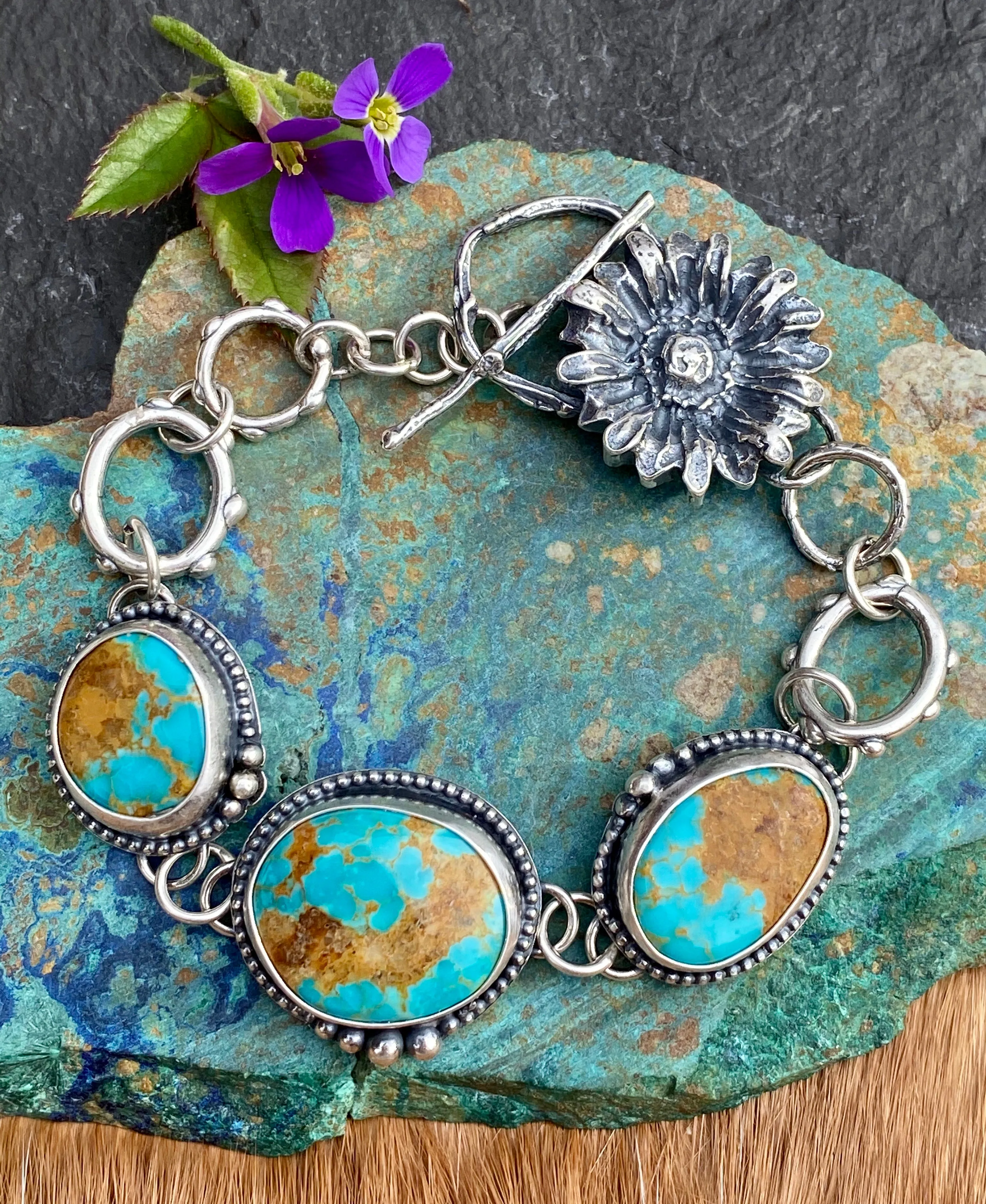 Old stock Royston Turquoise Wildflower bracelet