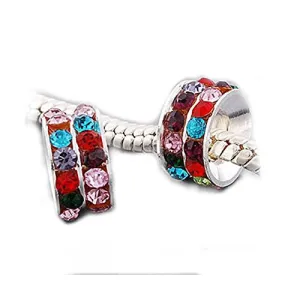 One Multi Crystals European Bead Compatible for Most European Snake Chain Bracelets