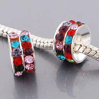 One Multi Crystals European Bead Compatible for Most European Snake Chain Bracelets