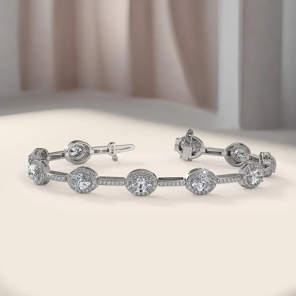 Oval Halo Diamond Bracelet with 7.76 ct.(finished) 6x4mm, 1.2mm