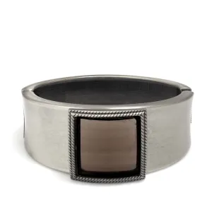 OXIDIZED SILVER SMOKY CRYSTAL HINGED BRACELET #FW-B1563SMG (14th Fl old Office)