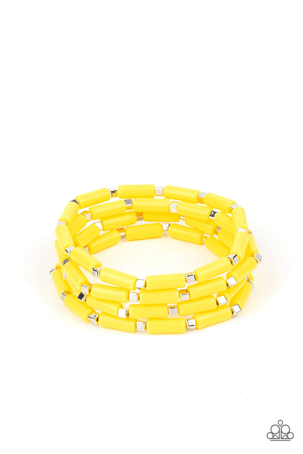 Paparazzi Radiantly Retro - Yellow Stretch Bracelets