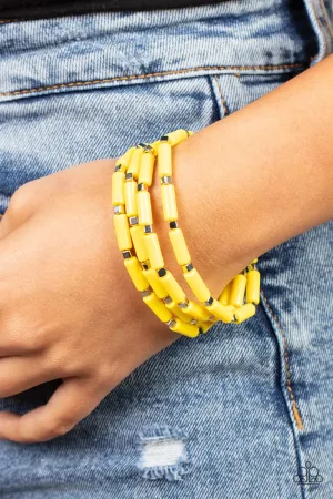 Paparazzi Radiantly Retro - Yellow Stretch Bracelets