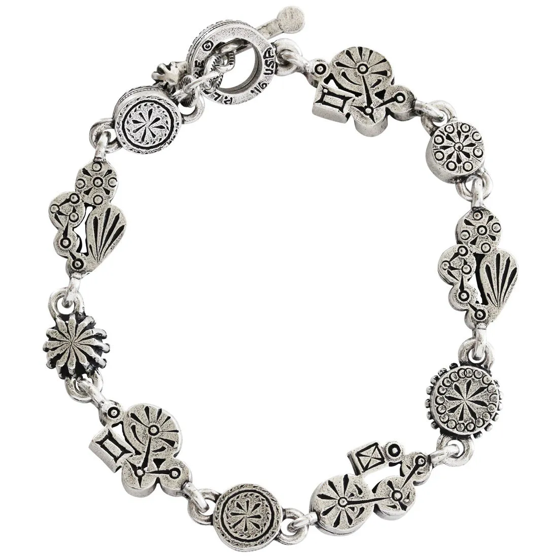 Patricia Locke Petite Sterling Silver Plated Swarovski Mosaic Art Bracelet, 7.25" BR0353S Zephyr