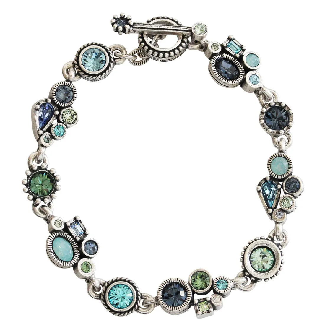 Patricia Locke Petite Sterling Silver Plated Swarovski Mosaic Art Bracelet, 7.25" BR0353S Zephyr