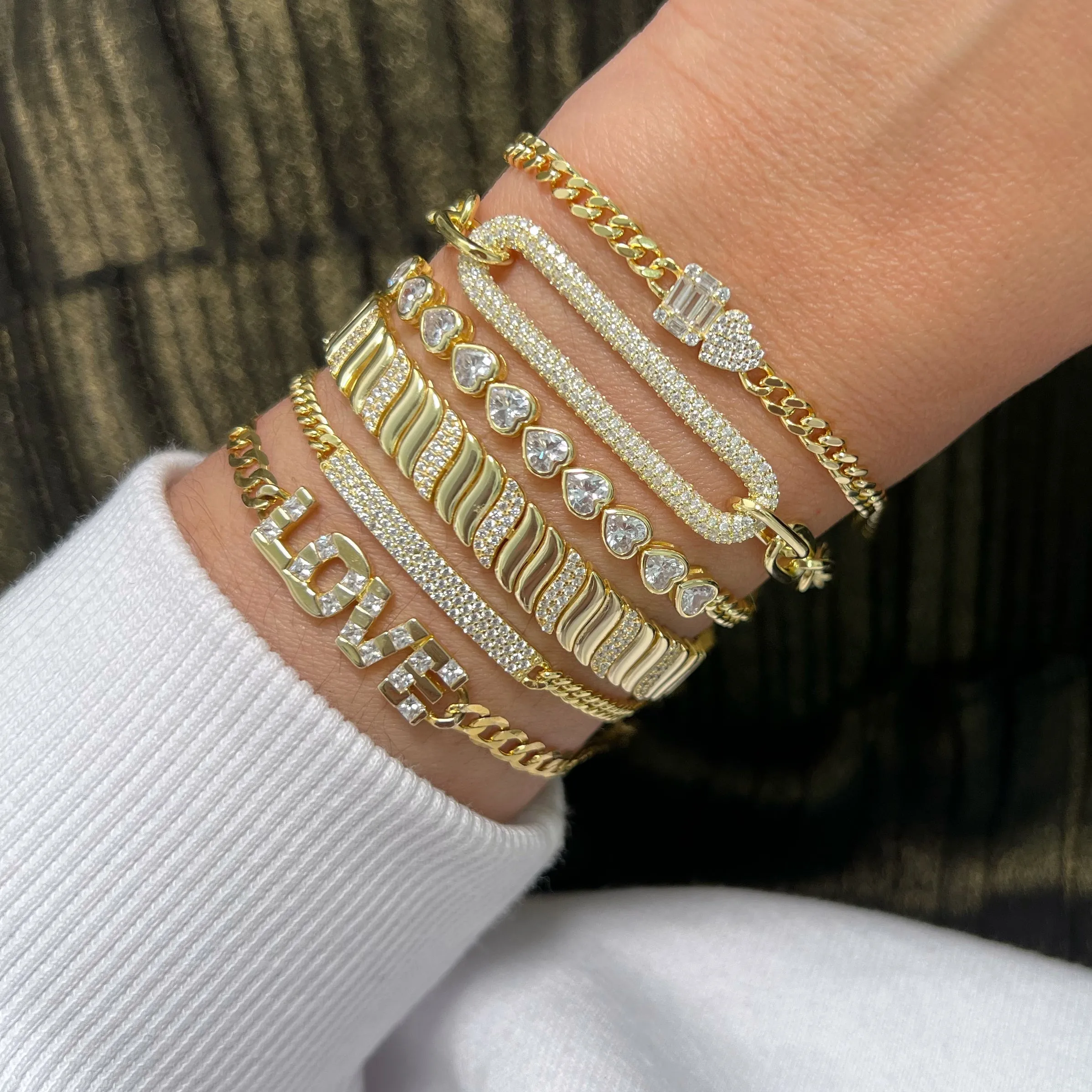 Pave Bar Tag Curb Bracelet