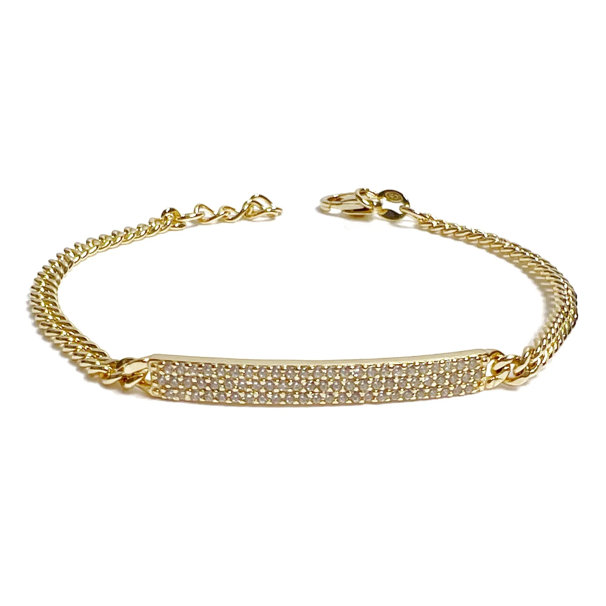 Pave Bar Tag Curb Bracelet
