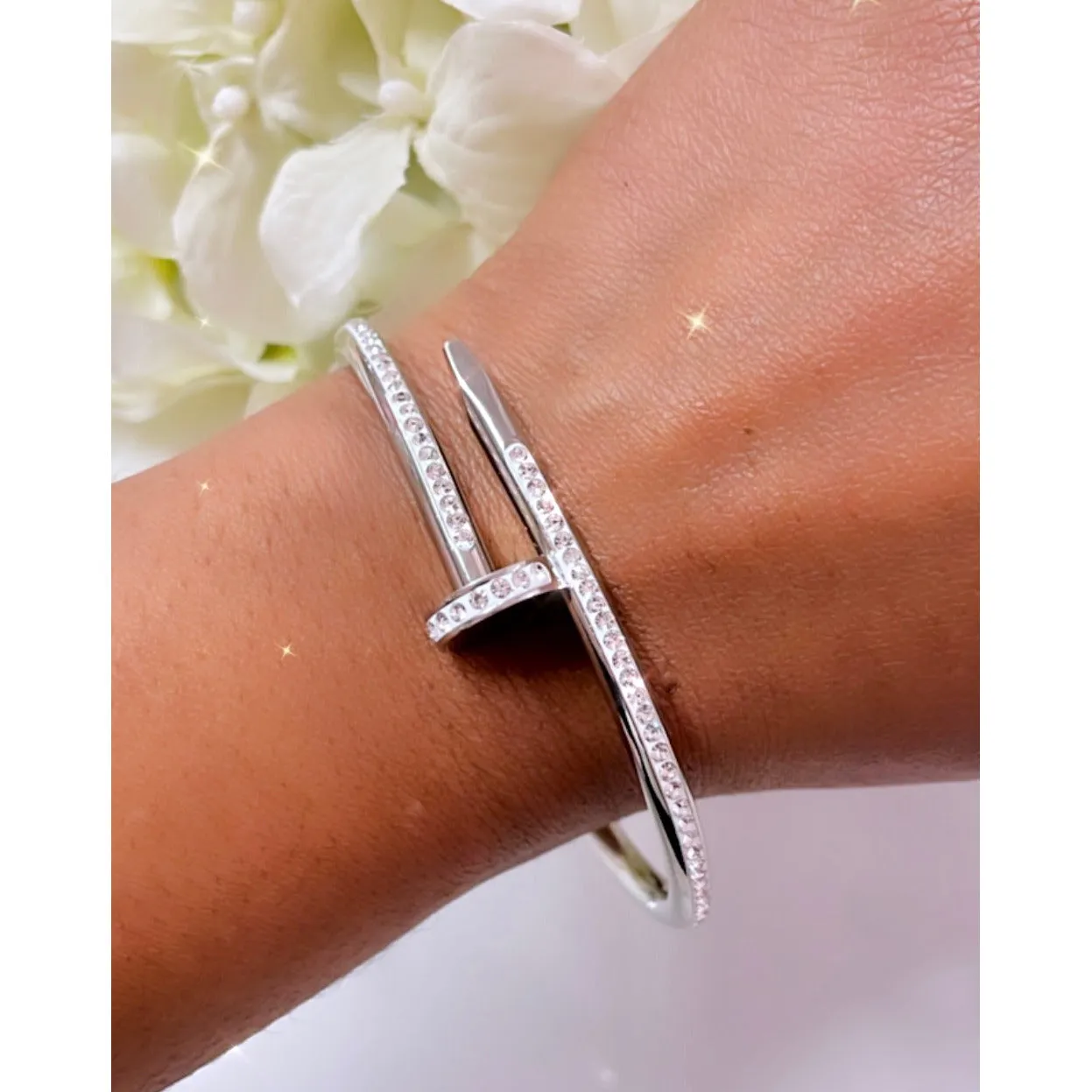Pave Crystal Nail It Bracelet