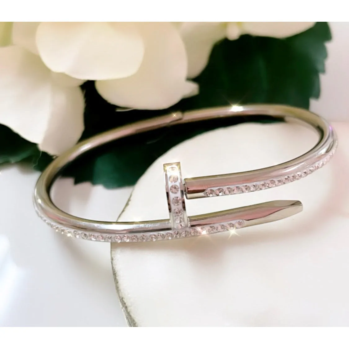 Pave Crystal Nail It Bracelet