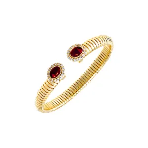 Pave Outlined Colored Stone Claw Snake Bangle Bracelet