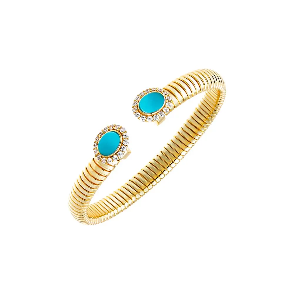 Pave Outlined Colored Stone Claw Snake Bangle Bracelet