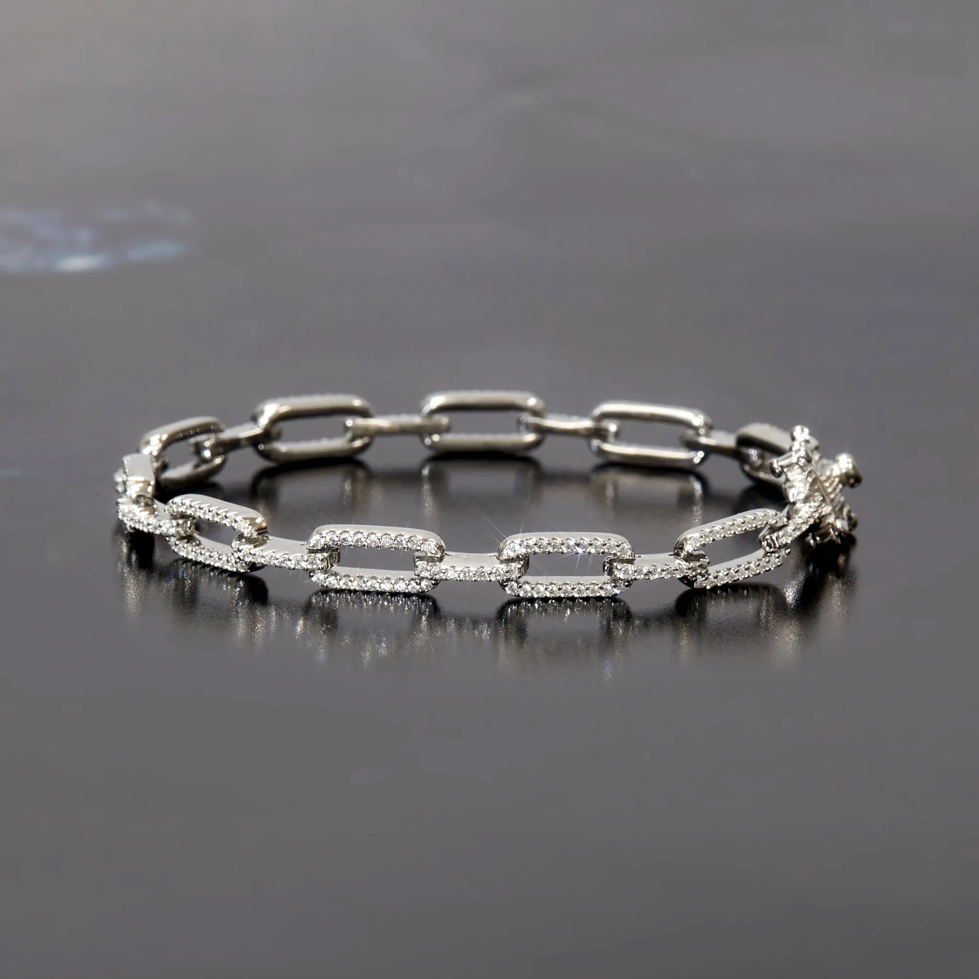 Pave Paperclip Chain Bracelet