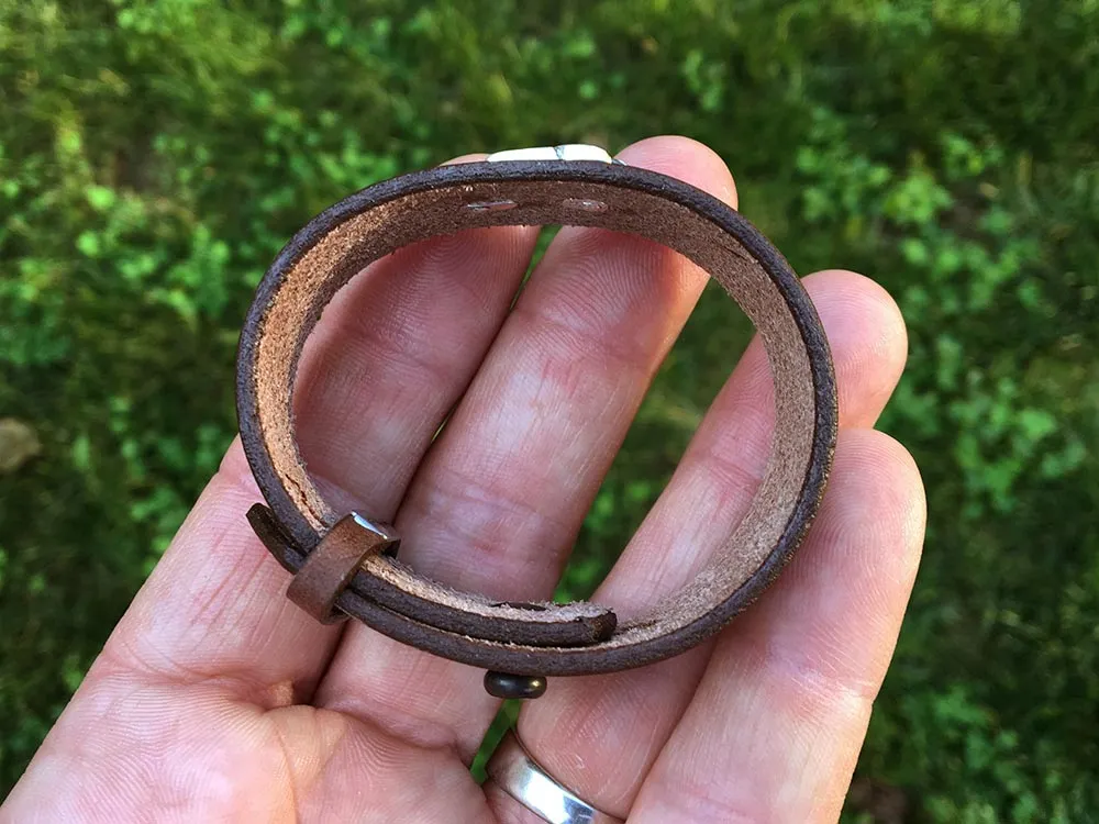 Peace Bonsai Bracelet Sterling Silver on Genuine Leather