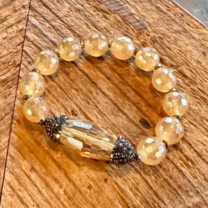 Peach Faceted Agate   Pavé Crystal