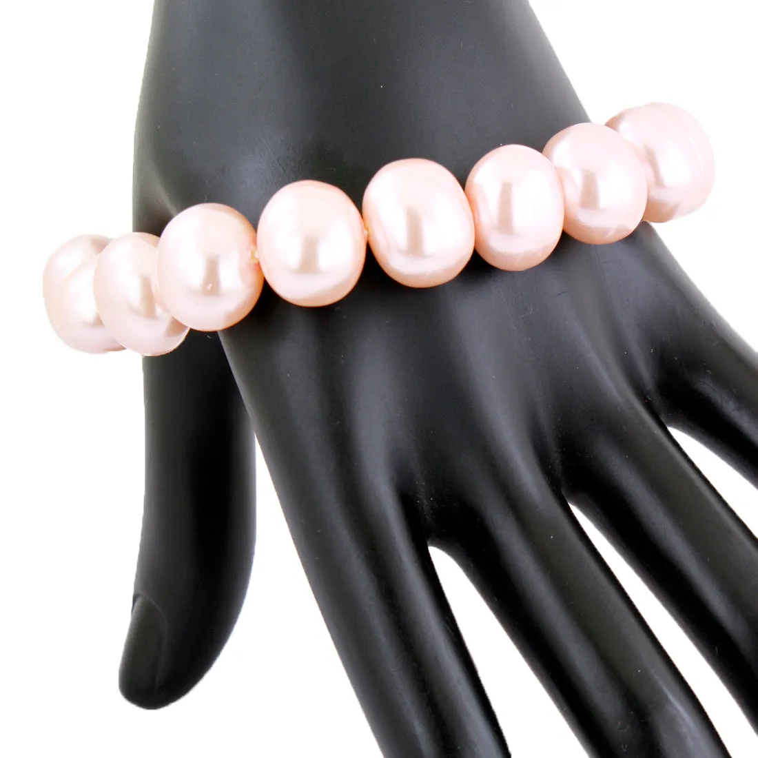 Peach Pearl (Moti) Gemstone Designer Bracelet Women's In 6-8.5 Inches
