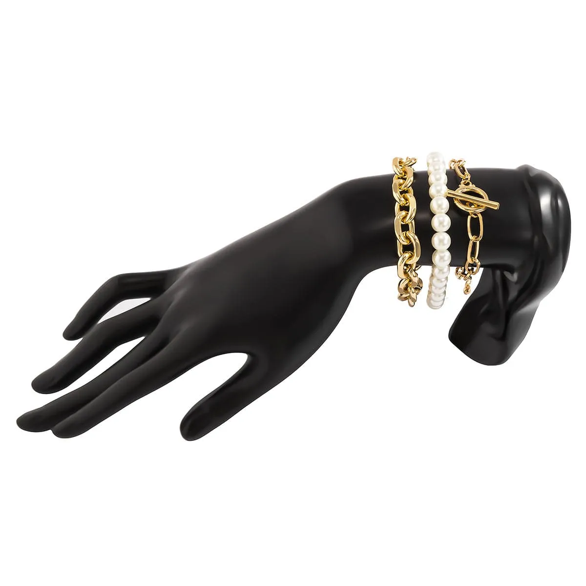 Pearl & 18K Gold-Plated Bracelet Set