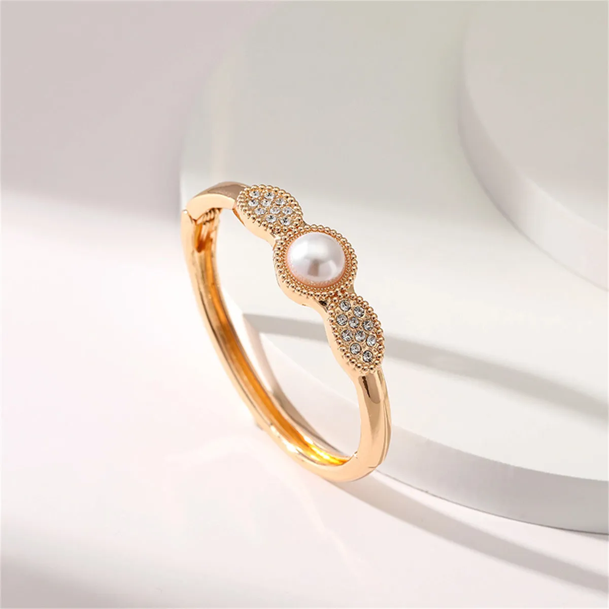 Pearl & Cubic Zirconia 18K Gold-Plated Bangle