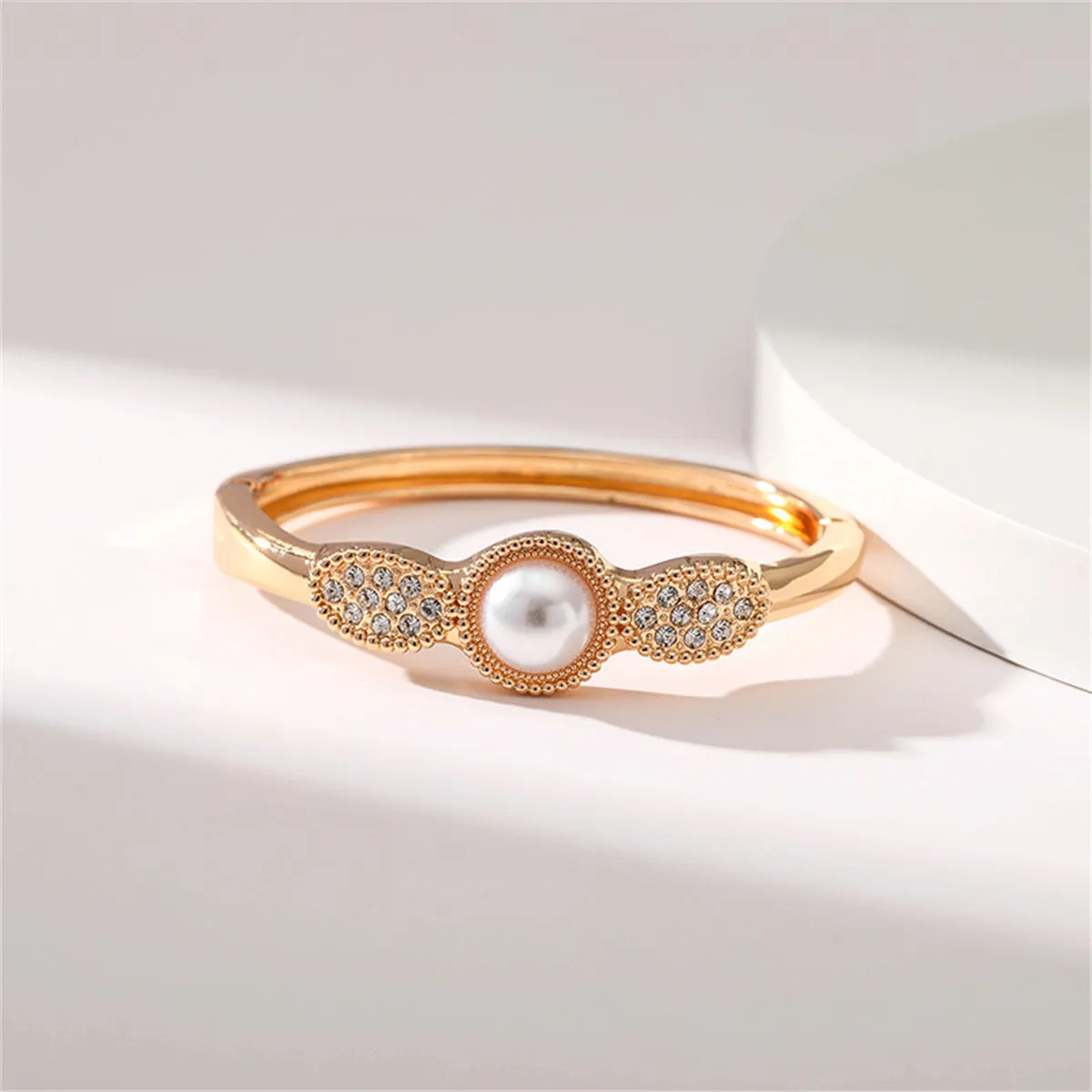 Pearl & Cubic Zirconia 18K Gold-Plated Bangle