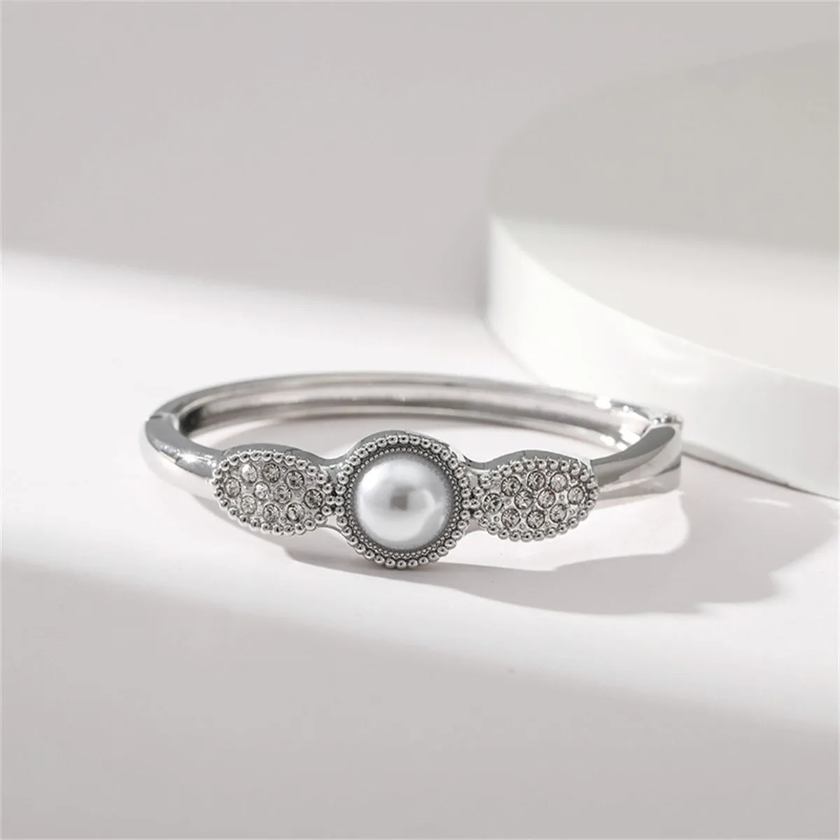Pearl & Cubic Zirconia Silver-Plated Bangle