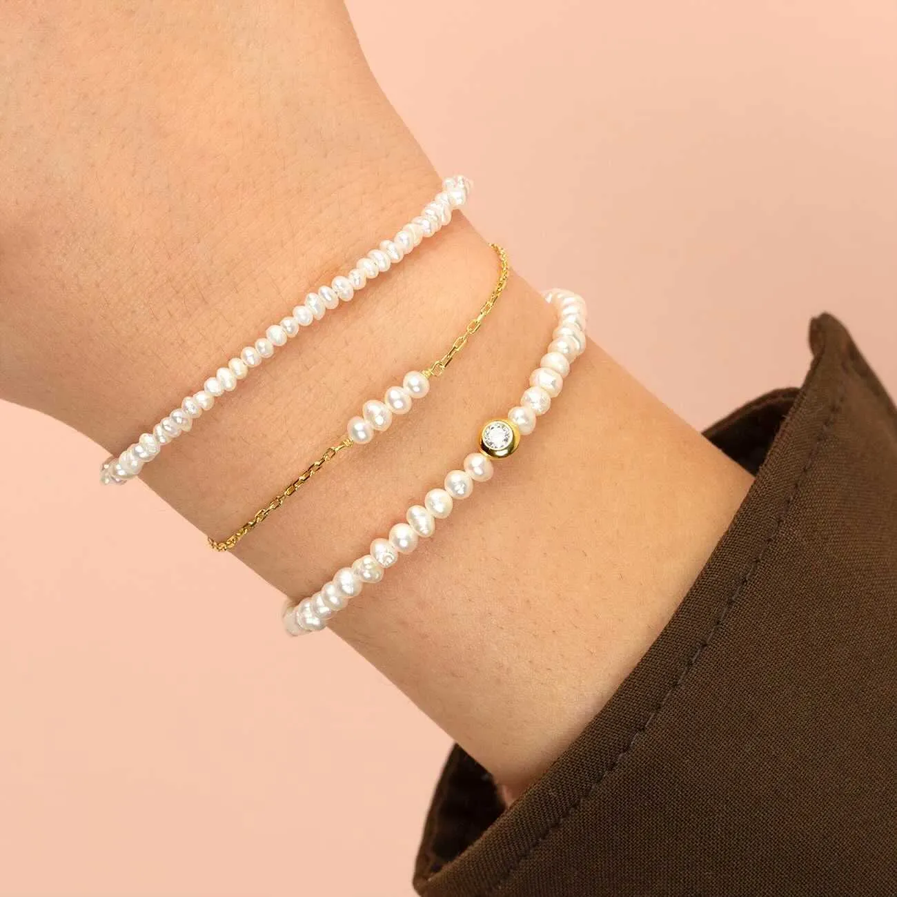Pearl CZ Bezel Bracelet