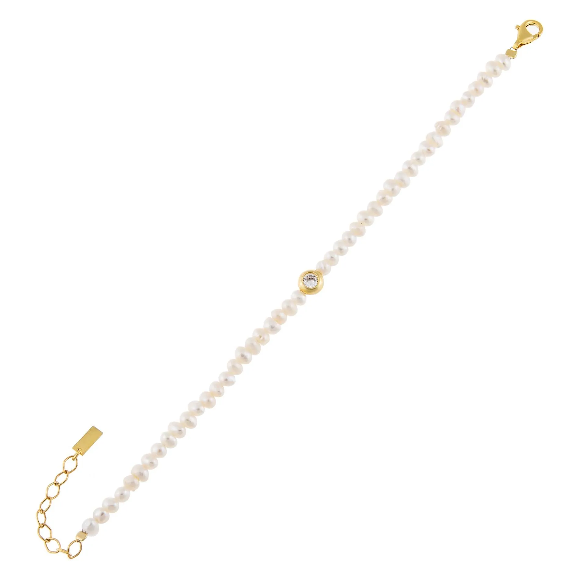 Pearl CZ Bezel Bracelet