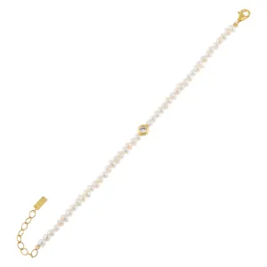 Pearl CZ Bezel Bracelet