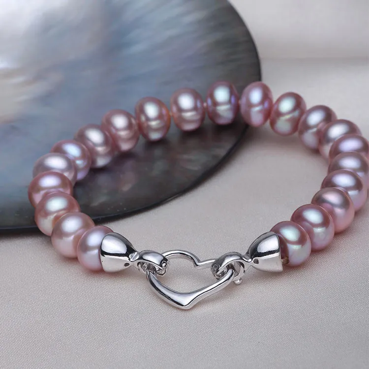 Pearl Jewelry Real Natural Freshwater Pearl Bracelet For Women White Purple Pink Pearls