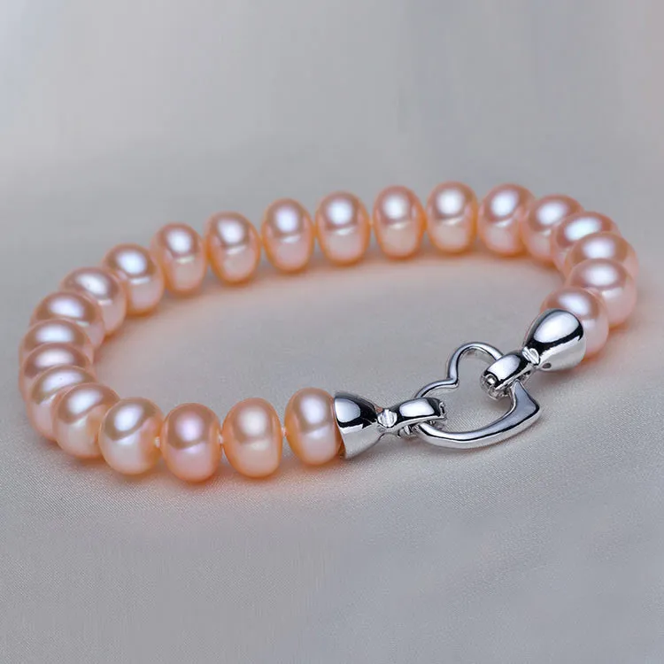 Pearl Jewelry Real Natural Freshwater Pearl Bracelet For Women White Purple Pink Pearls