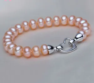 Pearl Jewelry Real Natural Freshwater Pearl Bracelet For Women White Purple Pink Pearls