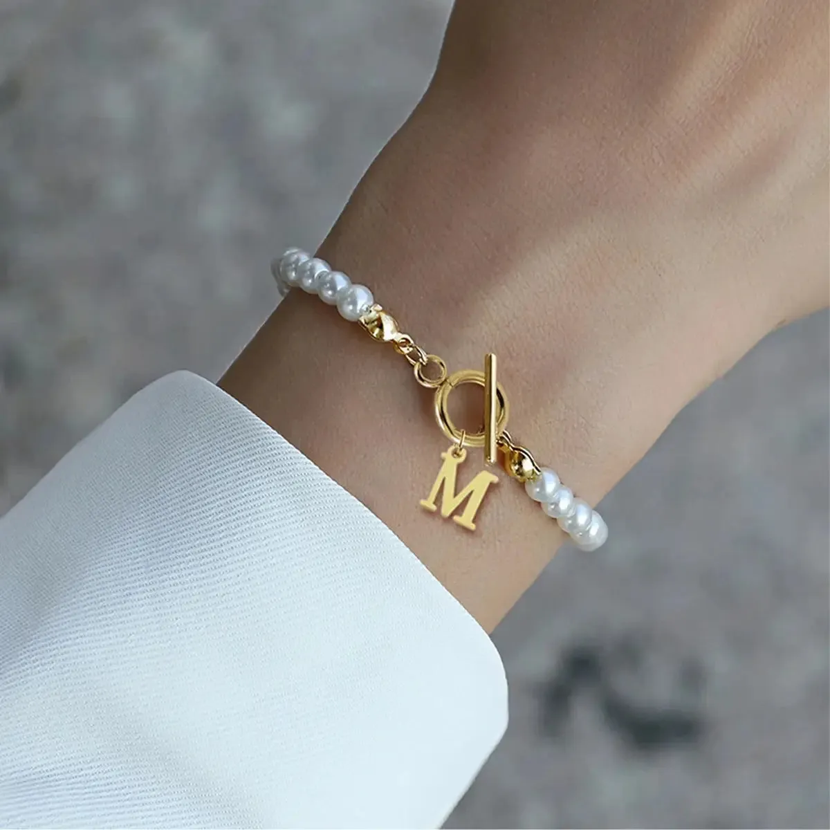 Pearl Letter Bracelet Women 26 Letter Bracelet